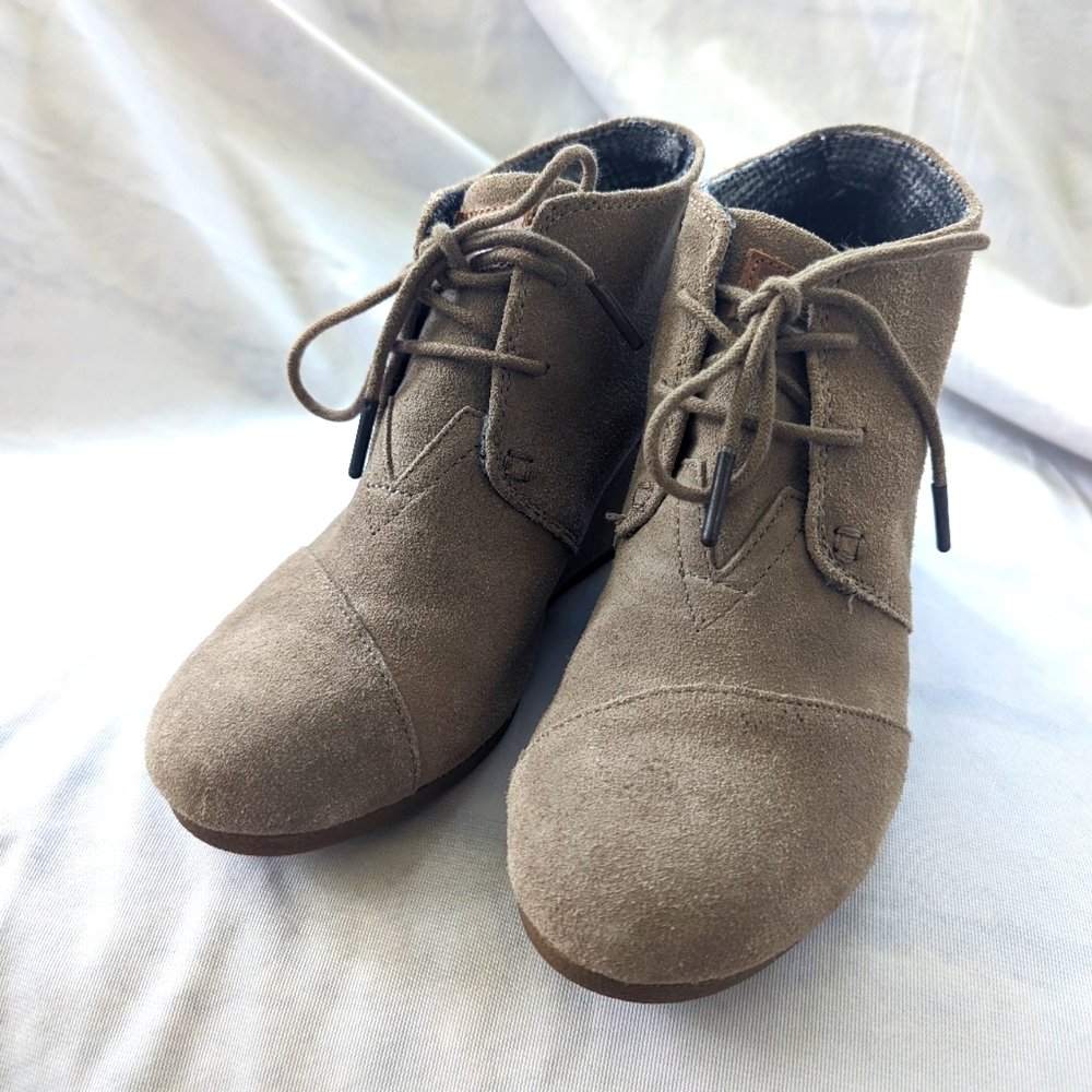 TOMS suede wedge booties